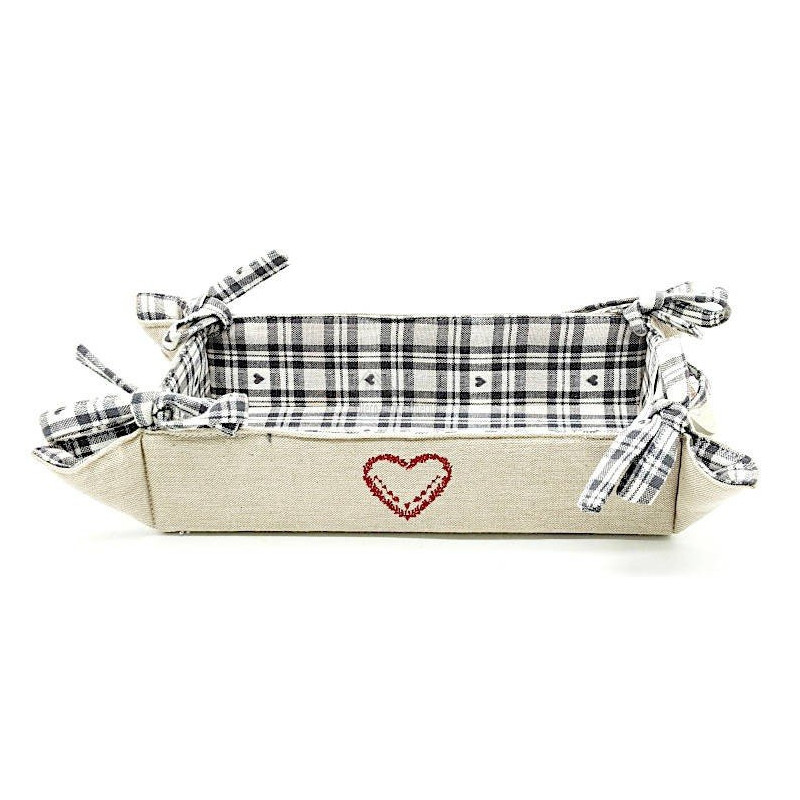 Bread Basket in Grey Alsatian Fabric 23cm x 35cm