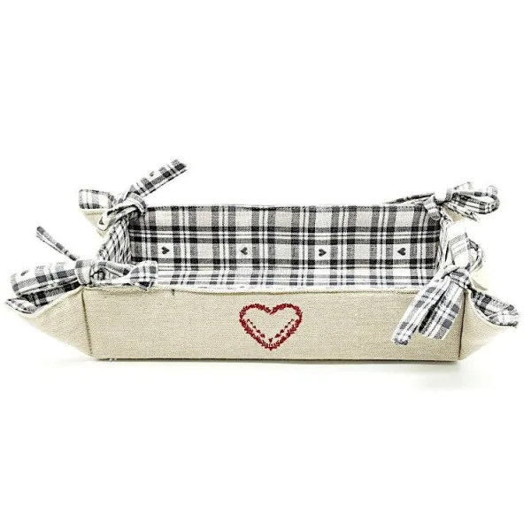 Bread Basket in Grey Alsatian Fabric 23cm x 35cm