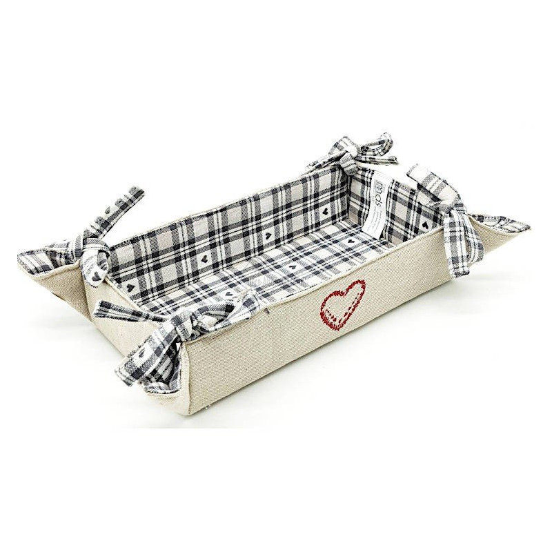 Bread Basket in Grey Alsatian Fabric 23cm x 35cm