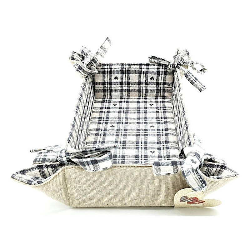 Corbeille à Pain en Tissu Alsacien gris 23cm x 35cm