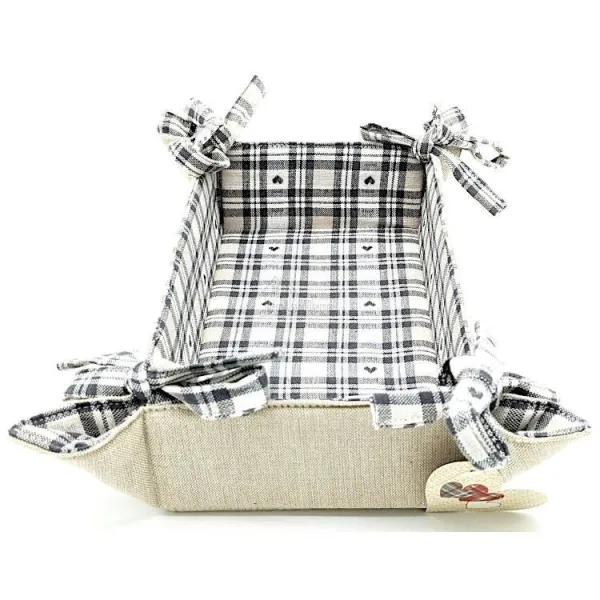 Bread Basket in Grey Alsatian Fabric 23cm x 35cm