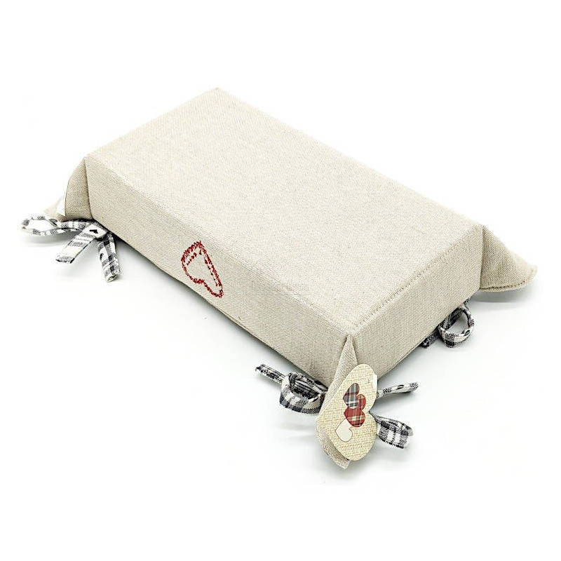 Bread Basket in Grey Alsatian Fabric 23cm x 35cm