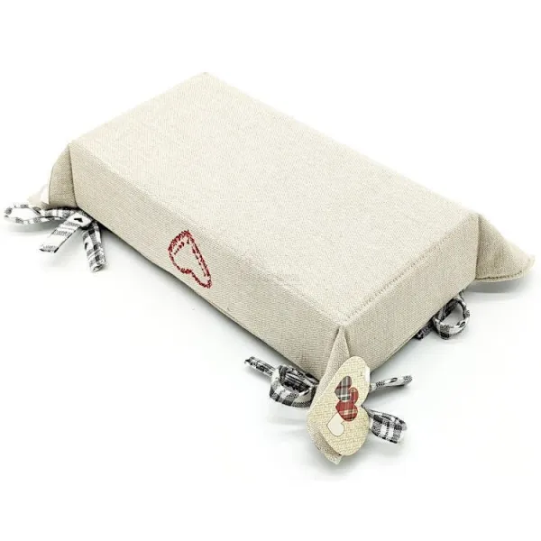 Bread Basket in Grey Alsatian Fabric 23cm x 35cm