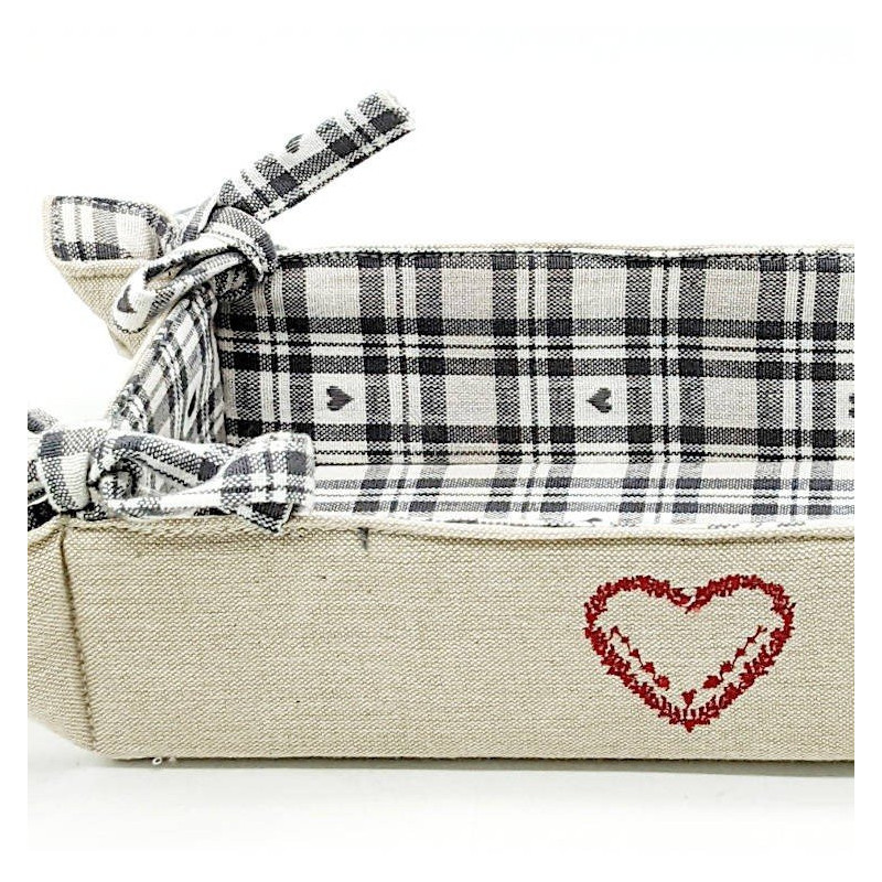 Bread Basket in Grey Alsatian Fabric 23cm x 35cm