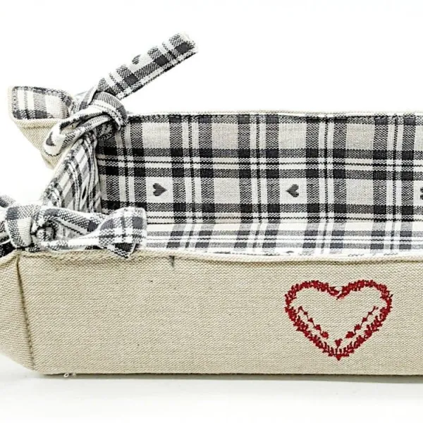 Bread Basket in Grey Alsatian Fabric 23cm x 35cm