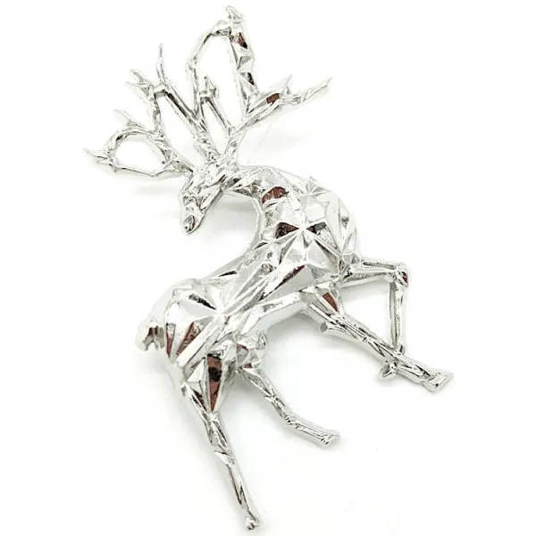 Broche Fantaisie Cerf en métal argenté