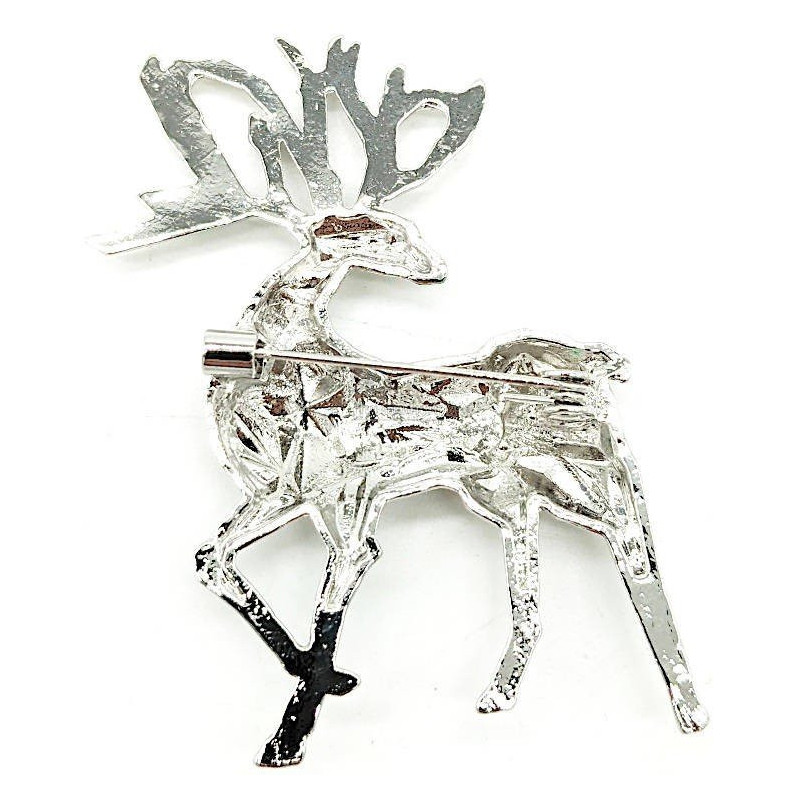 Broche Fantaisie Cerf en métal argenté