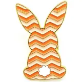 Broche Pins Fantaisie dorée Lapin rayures orange de dos