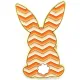Broche Pins Fantaisie dorée Lapin rayures orange de dos