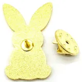 Broche Pins Fantaisie dorée Lapin rayures orange de dos