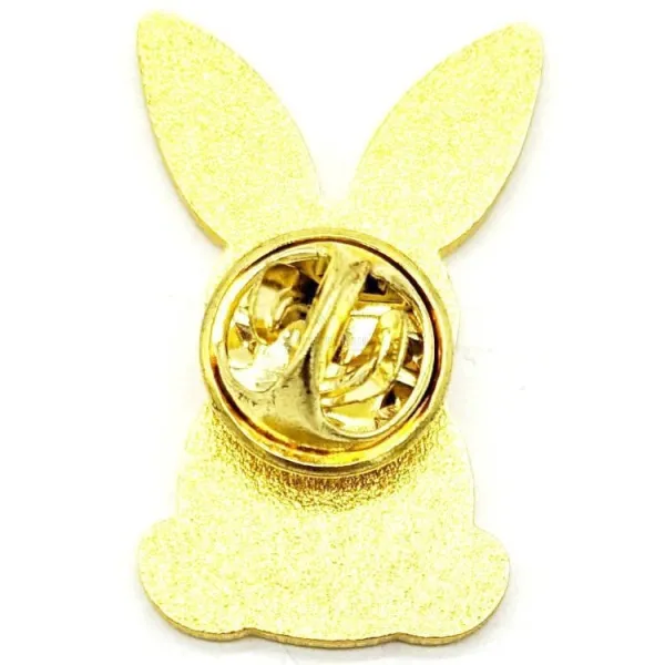 Broche Pins Fantaisie dorée Lapin rayures orange de dos