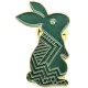 Broche Pins Fantaisie dorée Lapin assis vert