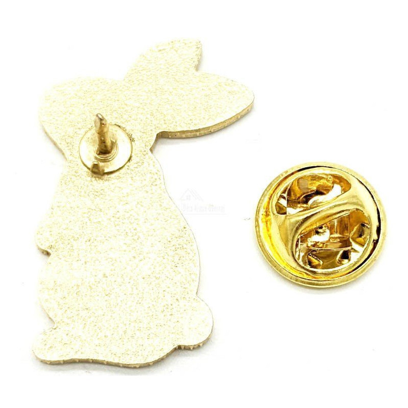 Broche Pins Fantaisie dorée Lapin assis vert