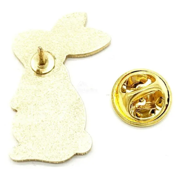 Broche Pins Fantaisie dorée Lapin assis vert