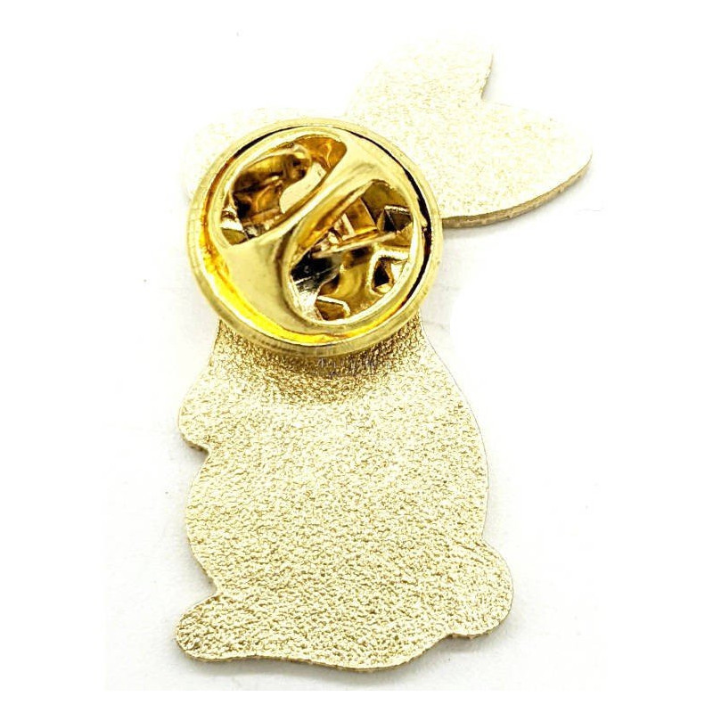 Broche Pins Fantaisie dorée Lapin assis vert
