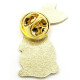Broche Pins Fantaisie dorée Lapin assis vert