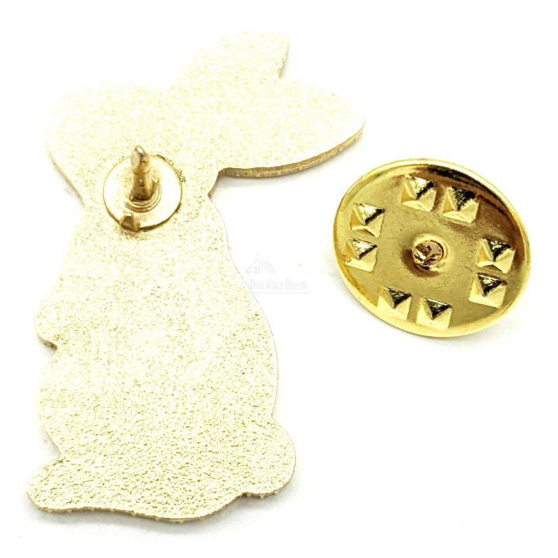 Broche Pins Fantaisie dorée Lapin assis vert