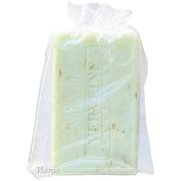 Natural marseille soap with scented verbena leaves