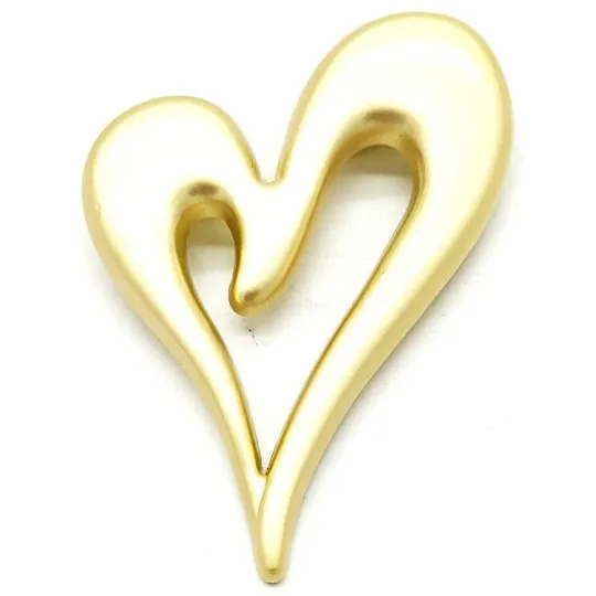 Broche Fantaisie dorée matifiée Coeur unisexe en relief