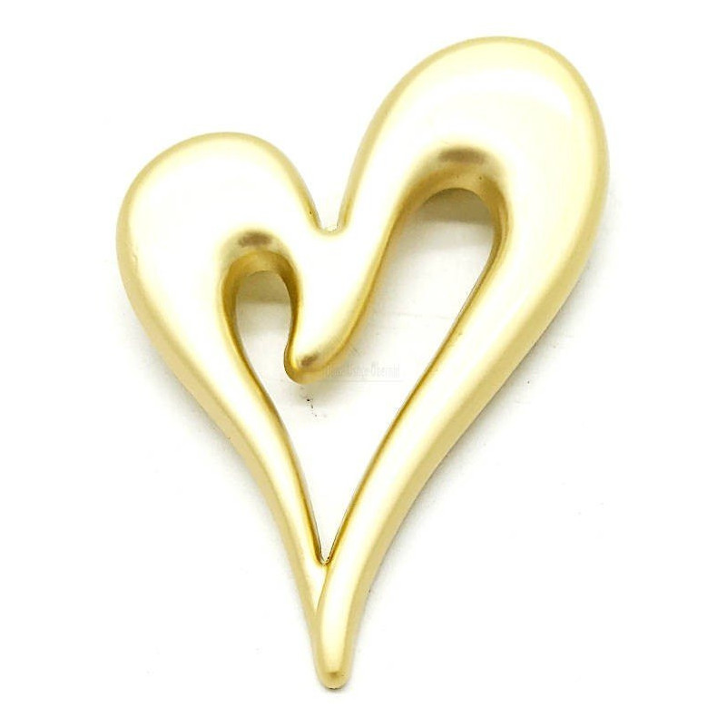 Broche Fantaisie dorée matifiée Coeur unisexe en relief