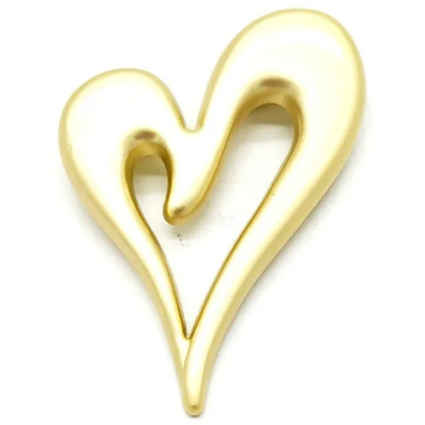 Fancy gold embossed heart unisex brooch