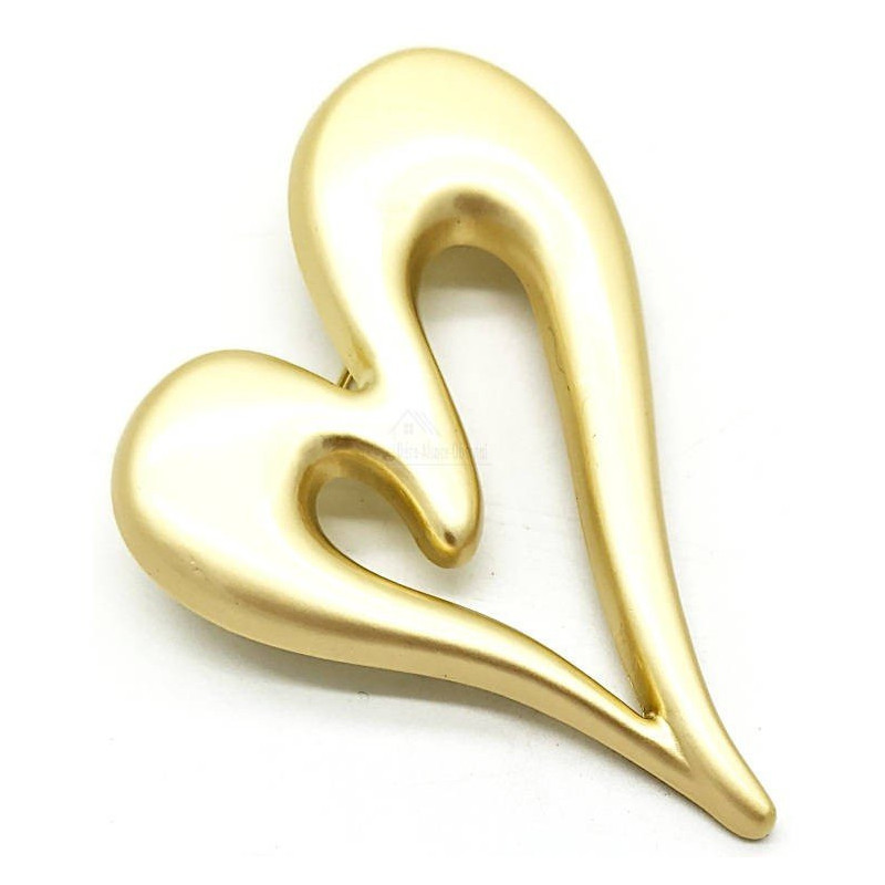 Broche Fantaisie dorée matifiée Coeur unisexe en relief