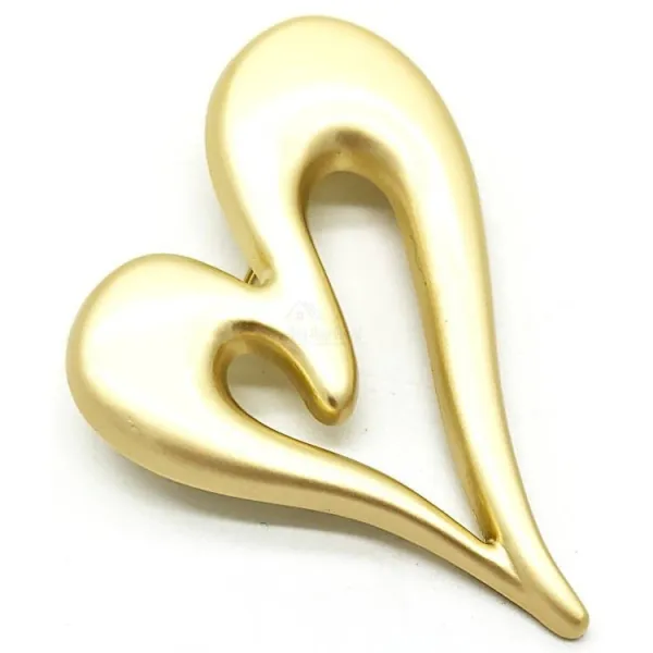 Fancy gold embossed heart unisex brooch