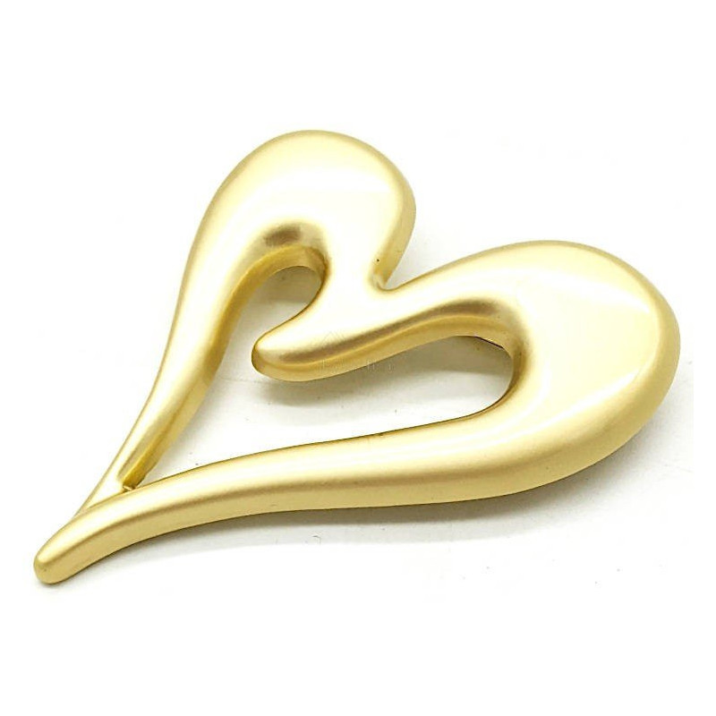 Fancy gold embossed heart unisex brooch