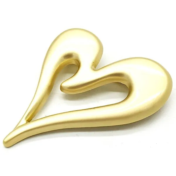 Fancy gold embossed heart unisex brooch