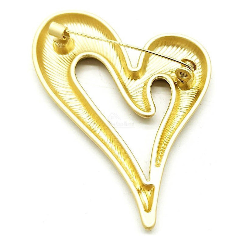 Broche Fantaisie dorée matifiée Coeur unisexe en relief