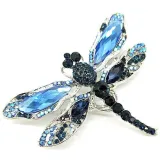 Fancy silver dragonfly brooch with rhinestones