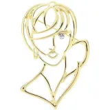 Broche Fantaisie dorée Buste et Visage et Oeil en Strass