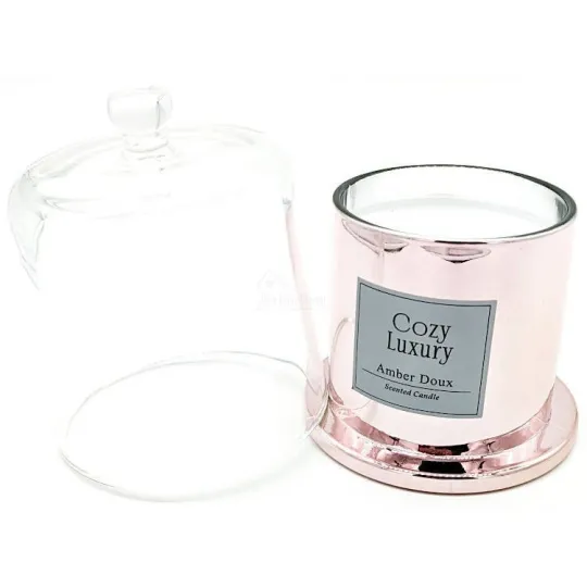 Bougie d'Ambiance Luxe Ambre doux sous Cloche en verre