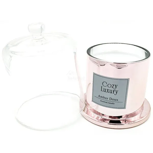 Bougie d'Ambiance Luxe Ambre doux sous Cloche en verre