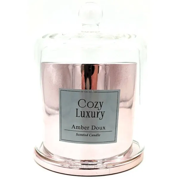 Bougie d'Ambiance Luxe Ambre doux sous Cloche en verre