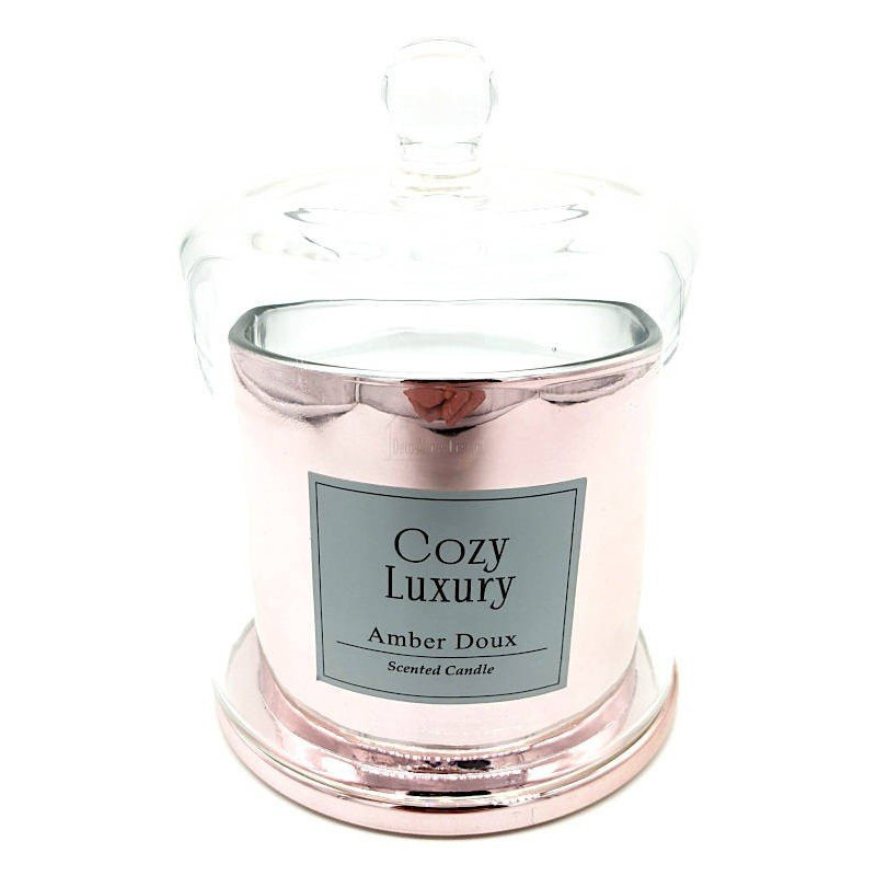 Bougie d'Ambiance Luxe Ambre doux sous Cloche en verre