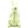 Lapin décoratif en Céramique brillante Vert assis contre un Oeuf