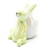 Lapin décoratif en Céramique brillante Vert assis contre un Oeuf