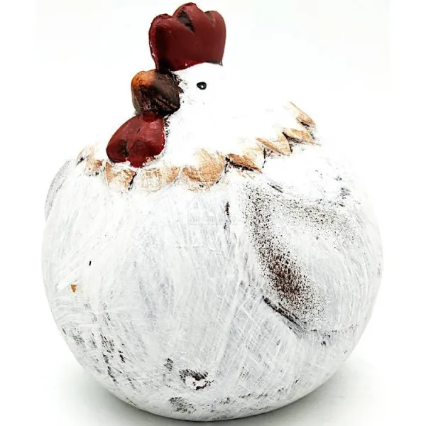 Big chubby decorative hen in terracotta to lay