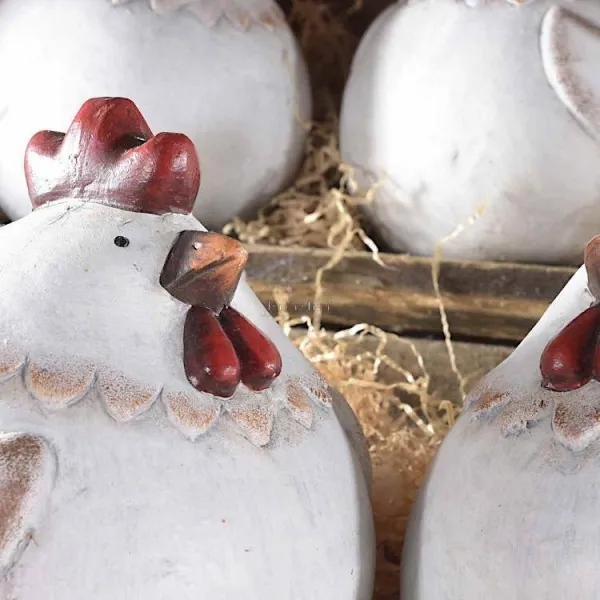 Grosse Poule potelée décorative en Terre cuite à poser
