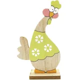 Poulet en Bois décoratif à poser couleur vert Anis
