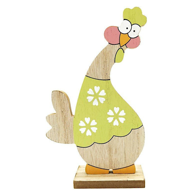 Poulet en Bois décoratif à poser couleur vert Anis