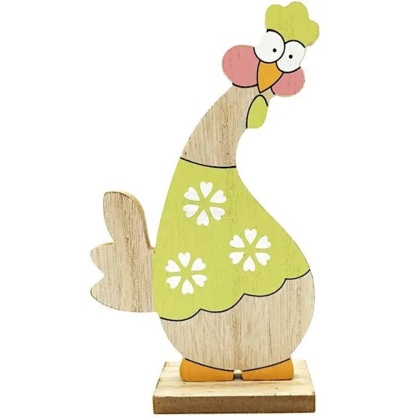 Poulet en Bois décoratif à poser couleur vert Anis
