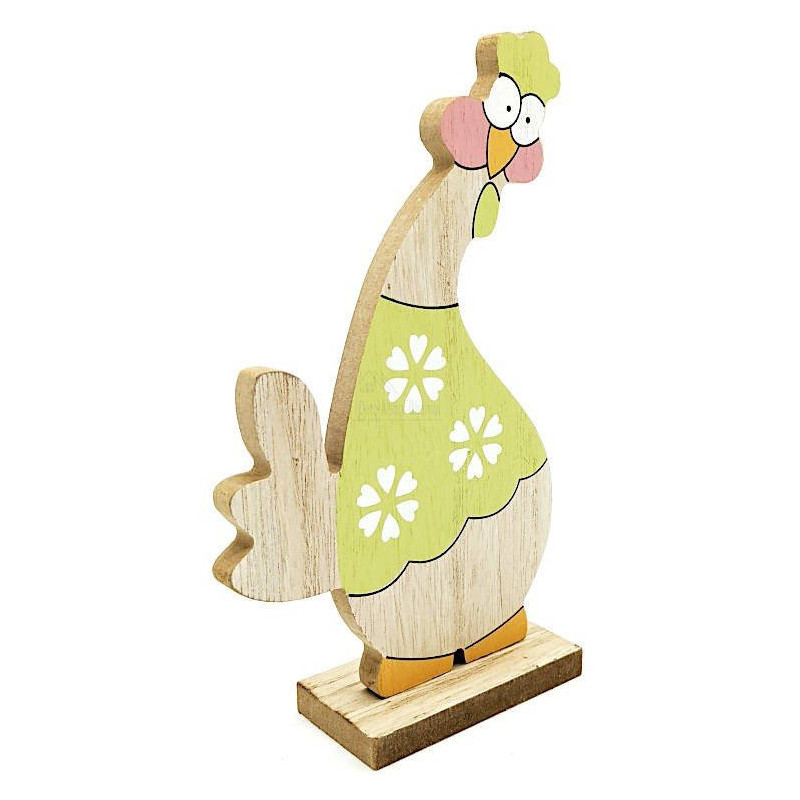 Poulet en Bois décoratif à poser couleur vert Anis