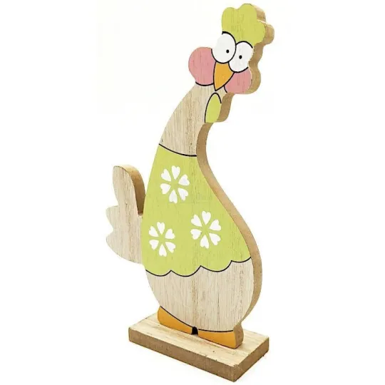 Decorative Wooden Chicken in Anise Green