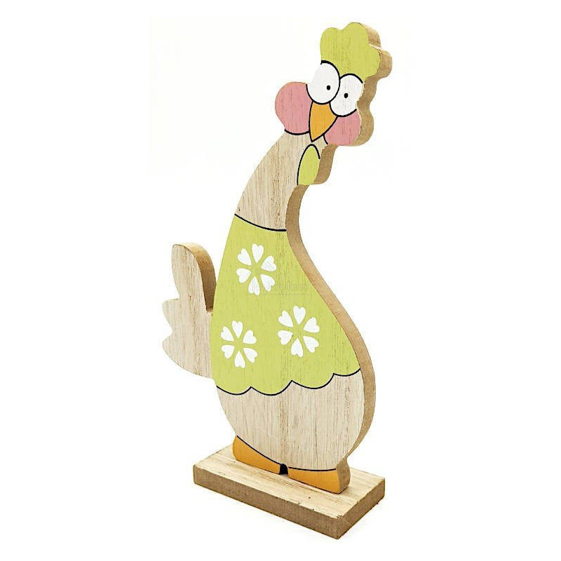 Poulet en Bois décoratif à poser couleur vert Anis