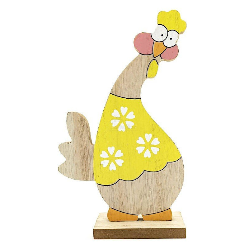 Poulet en Bois décoratif à poser couleur Jaune