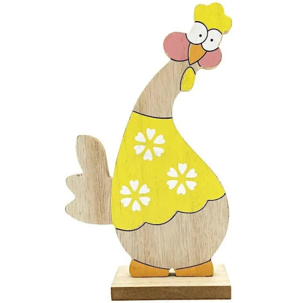 Poulet en Bois décoratif à poser couleur Jaune
