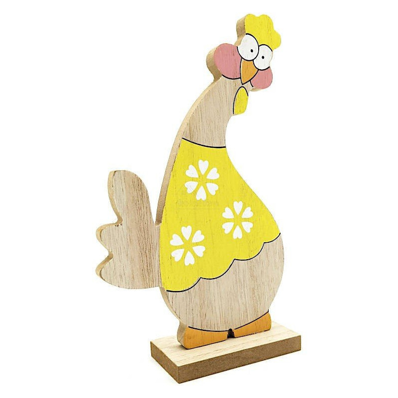Poulet en Bois décoratif à poser couleur Jaune