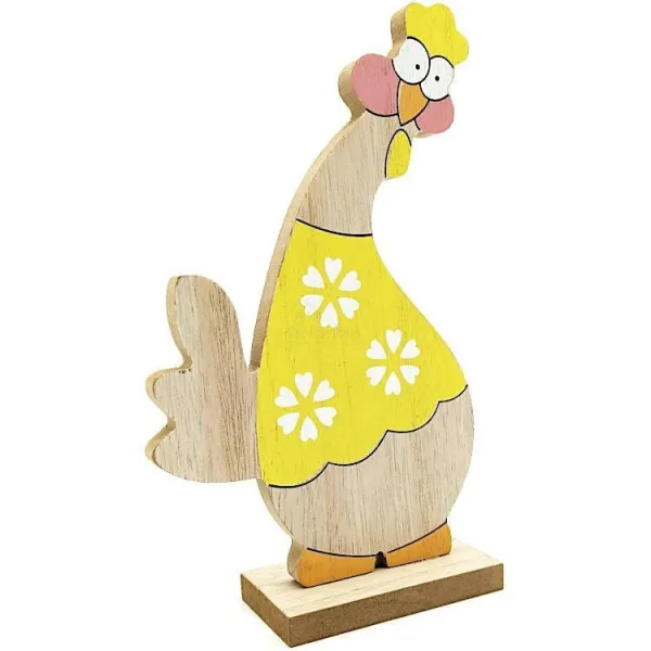 Poulet en Bois décoratif à poser couleur Jaune